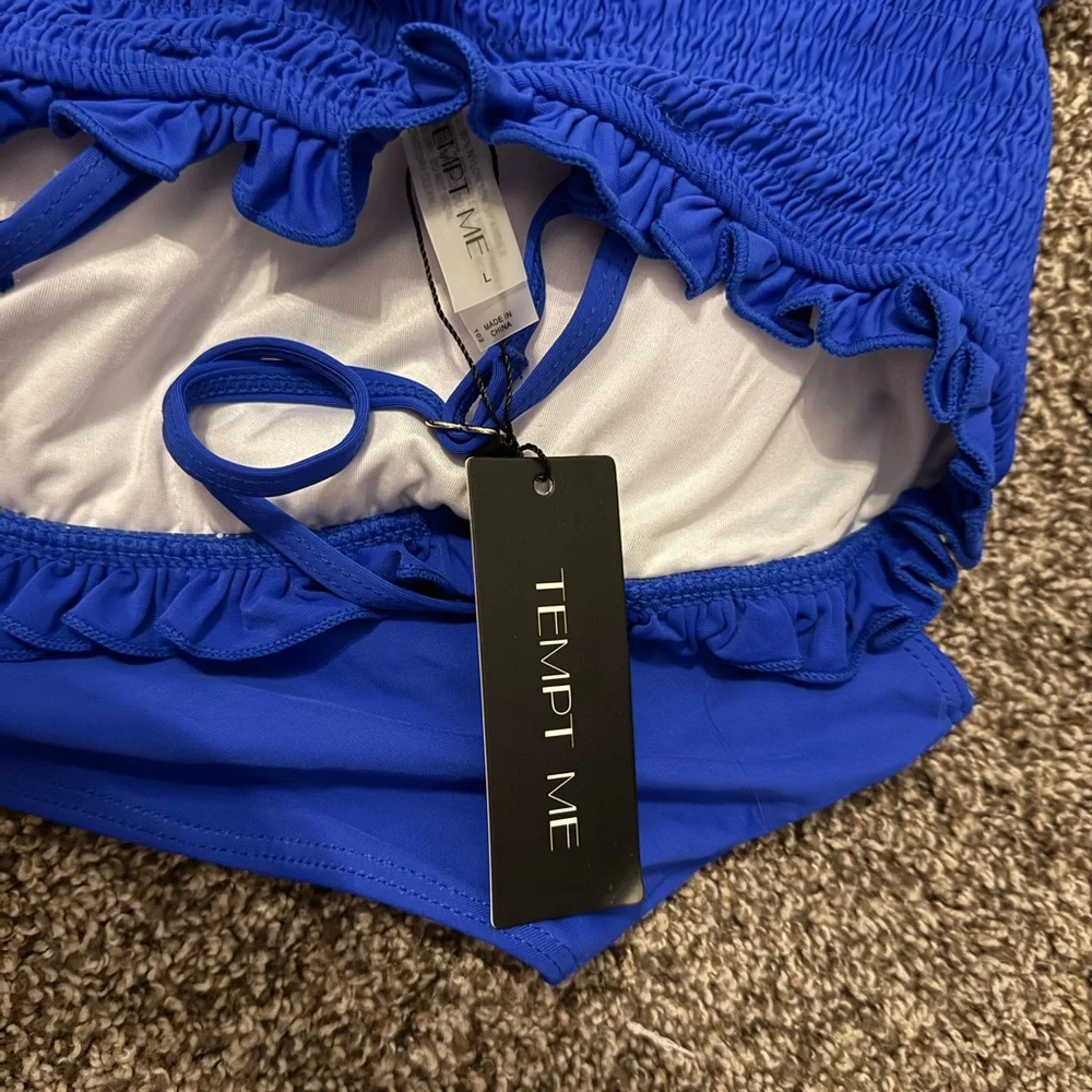 Blue Ruffled Bikini Set - Picture 3 of 6